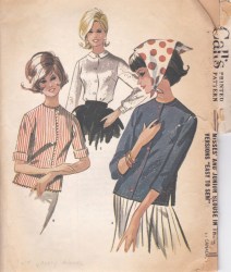 6583 1962 BUTTON BLOUSE OR OVERBLOUSE LENGTHS PATTERN 16